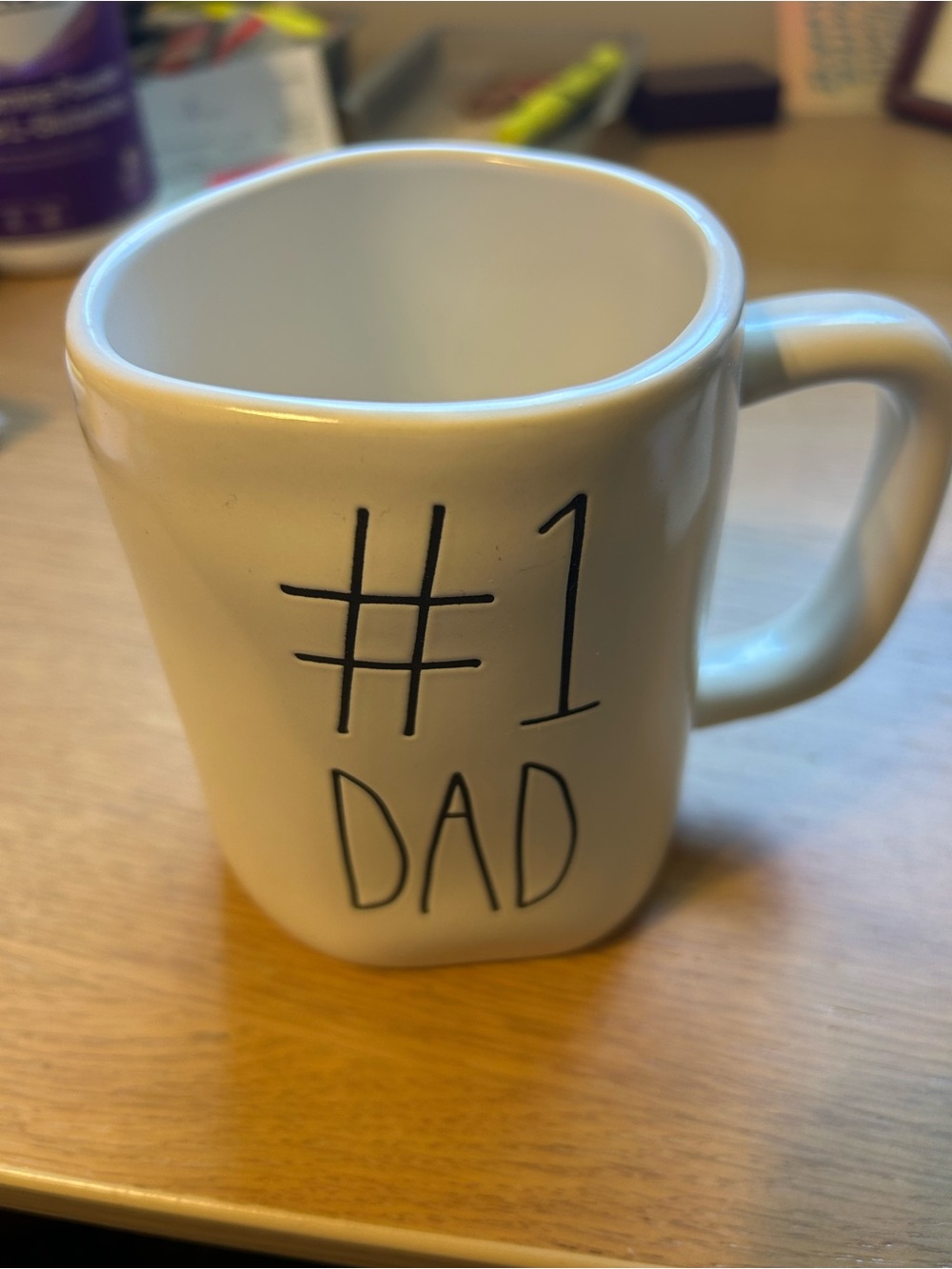 Rae Dunn White Ceramic #1 Dad Mug with Black Lettering